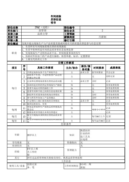 巡检员岗位说明