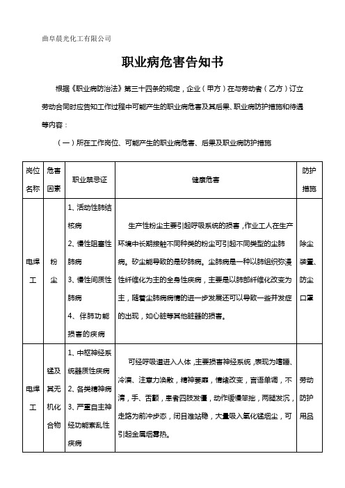 电焊工职业病危害告知书知识讲解