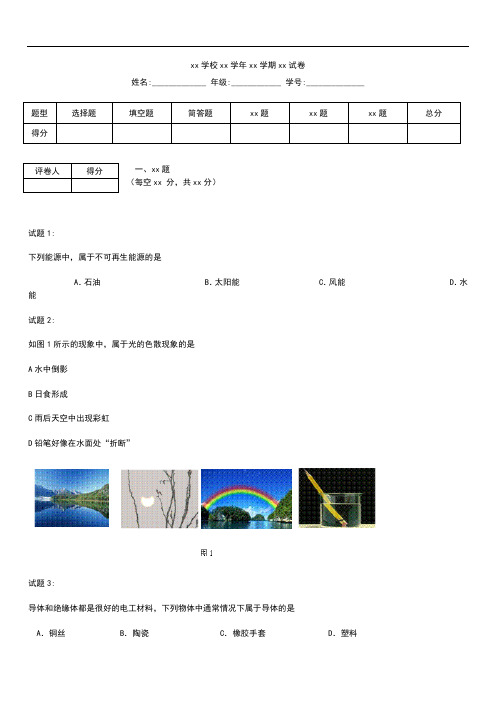 初中物理  北京市朝阳区中考模拟物理 考试卷 考试题及答案 word版.docx