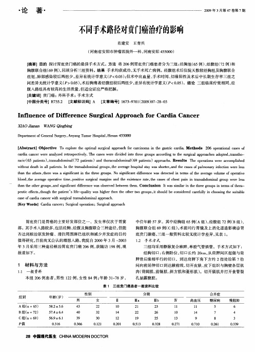 不同手术路径对贲门癌治疗的影响
