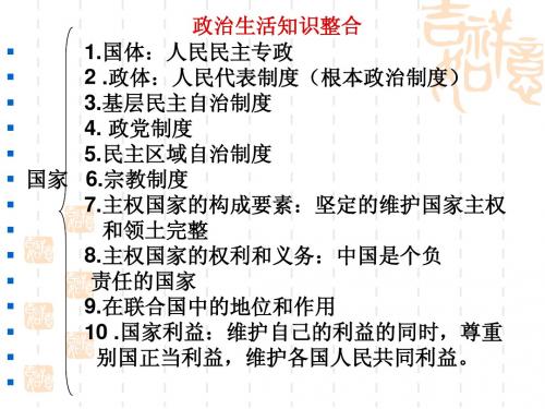 政治生活知识框架整合