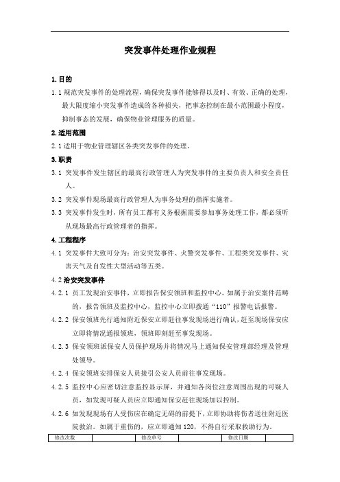 突发事件处理作业规程