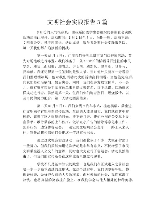 文明社会实践报告3篇