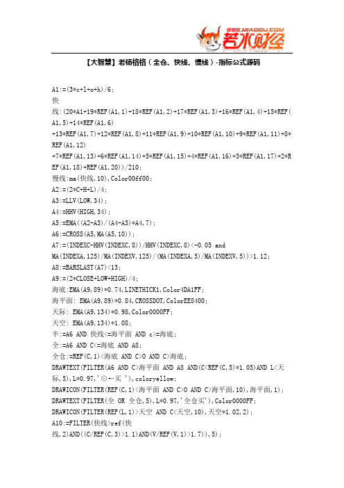 【股票指标公式下载】-【大智慧】老杨格格(全仓、快线、慢线)