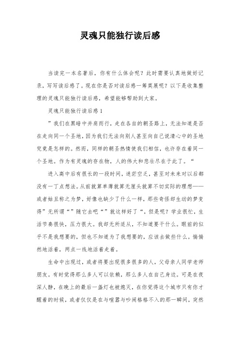 灵魂只能独行读后感