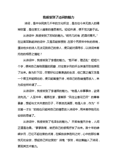 初二作文：我感受到了诗词的魅力作文700字