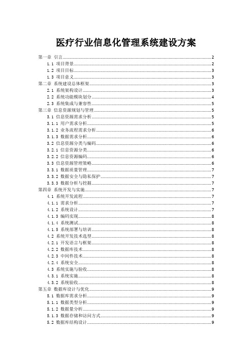 医疗行业信息化管理系统建设方案