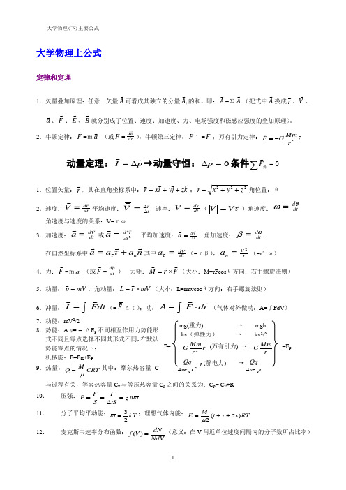 大学物理公式总结