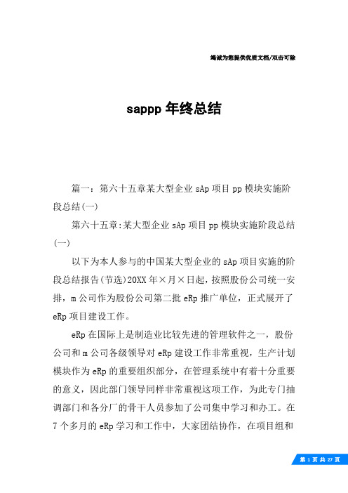 sappp年终总结