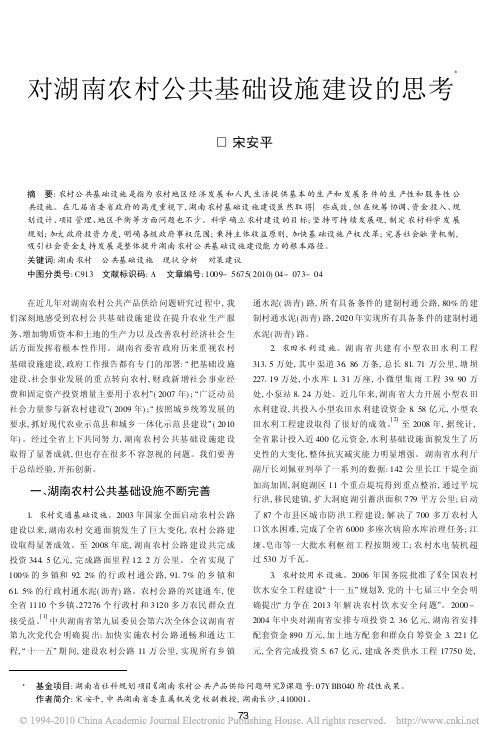对湖南农村公共基础设施建设的思考