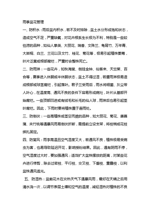 雨季盆花管理