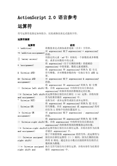 ActionScript 2.0 语言参考 (运算符和示例)
