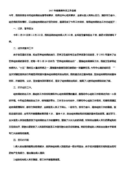 结核病年关工作总结