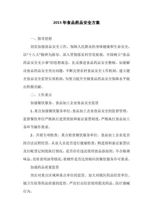 2013年食品药品安全方案