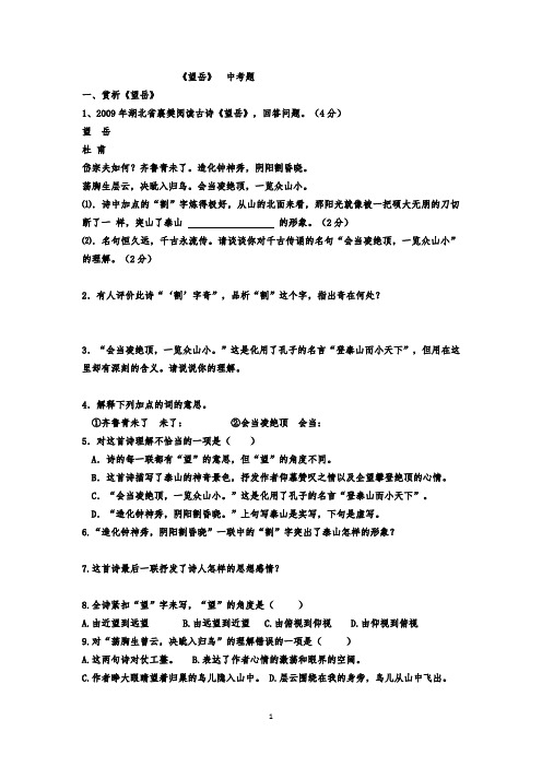 望岳  中考题