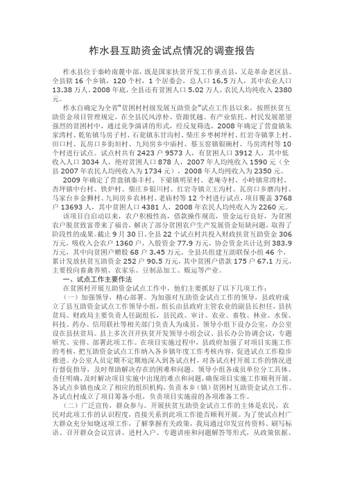 柞水县互助资金试点情况的调查报告