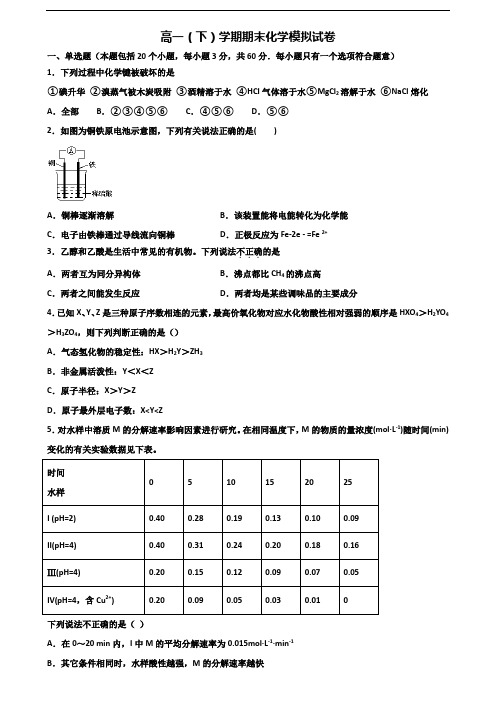 江苏省苏州市2019-2020学年新高考高一化学下学期期末联考试题
