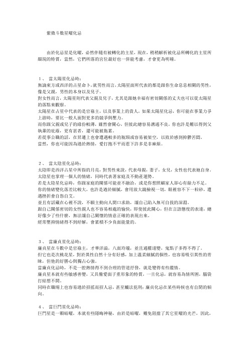 紫微斗数星曜化忌