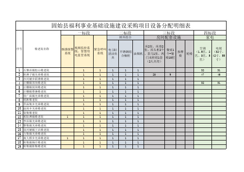 固始福利事业基础设施建设采购项目设备分配明细表