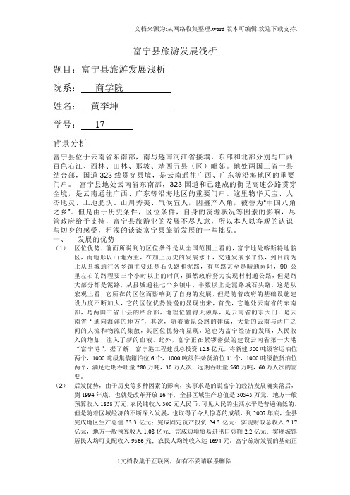 富宁县旅游发展浅析