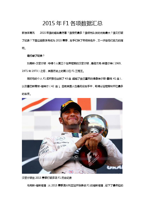2015年F1各项数据汇总