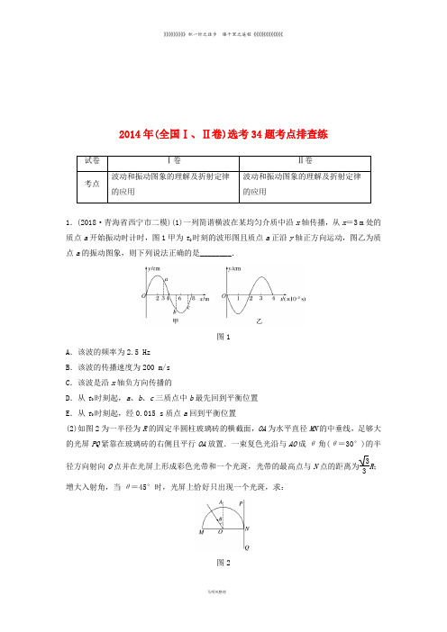 高考物理总复习 优编增分练：选考题考点排查练2 2014年(全国Ⅰ、Ⅱ卷)选考34题考点排查练