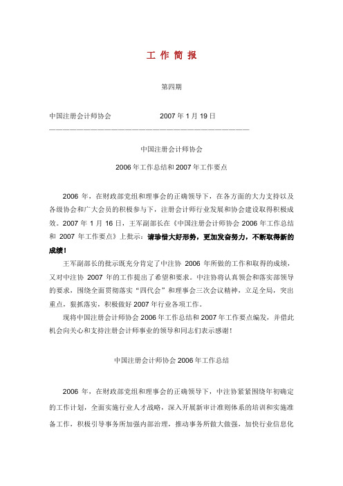 2006年工作总结和2007年工作要点