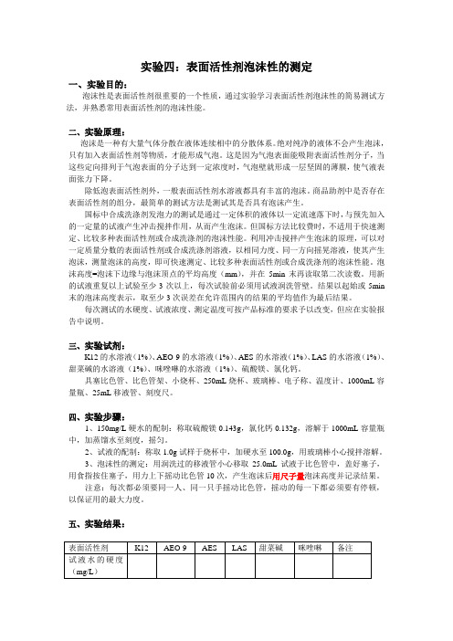 表面活性剂泡沫性的测定