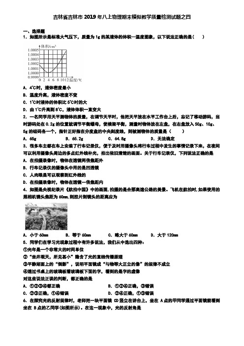 吉林省吉林市2019年八上物理期末模拟教学质量检测试题之四