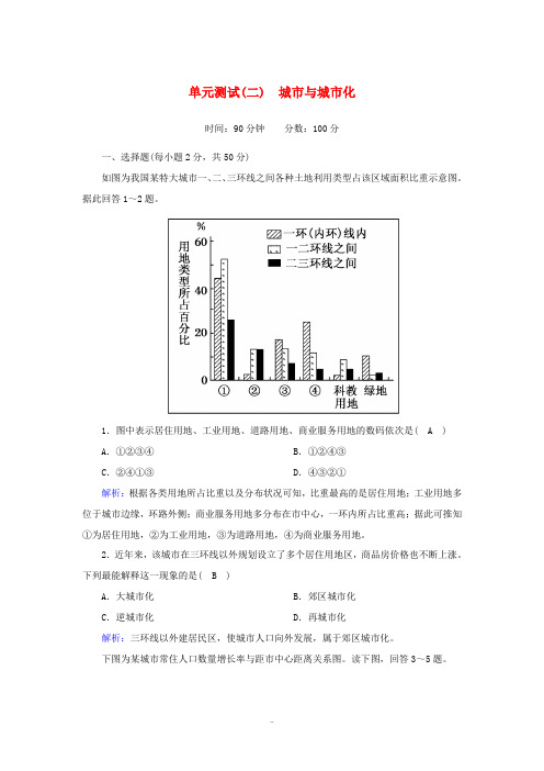 高中地理 第二章 城市与城市化 单元测试(含解析)新人教版必修2-新人教版高中必修2地理试题