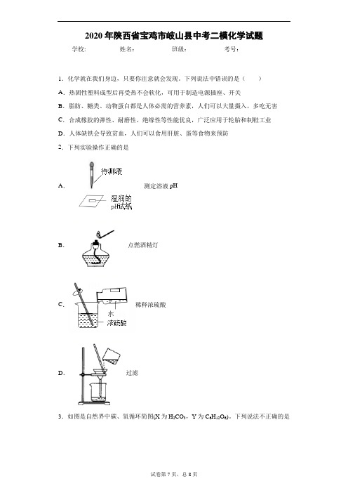 2020年陕西省宝鸡市岐山县中考二模化学试题