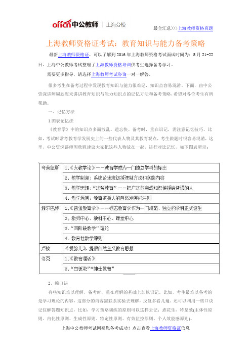 上海教师资格证考试：教育知识与能力备考策略