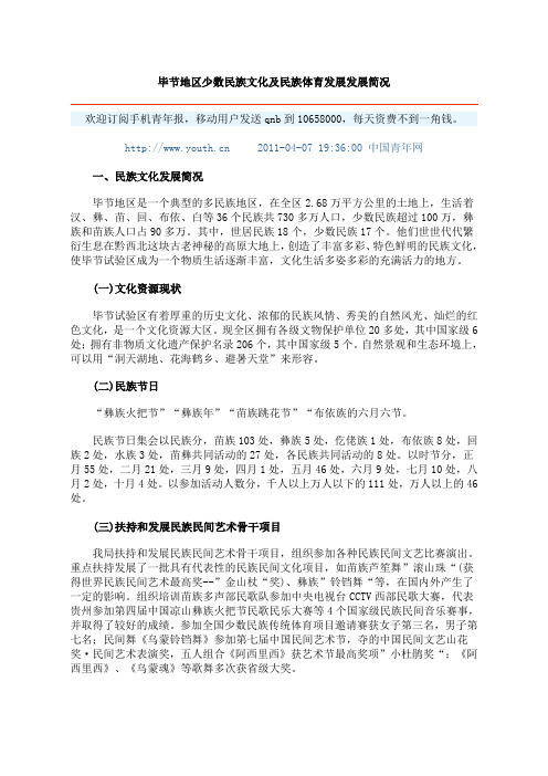 毕节地区少数民族文化及民族体育发展发展简况