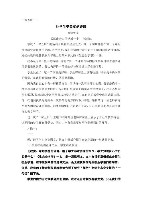 《生态金字塔》听课后记