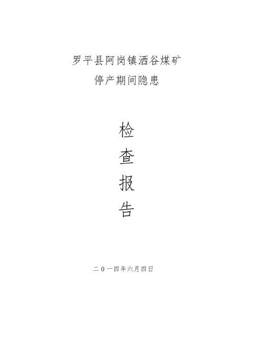 罗平县阿岗镇洒谷煤矿隐患检查报告