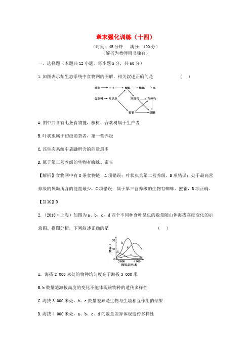 最新-立体设计2018届高考生物一轮复习章末强化训练十