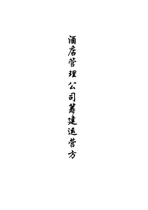 酒店管理公司筹建运营方案资料
