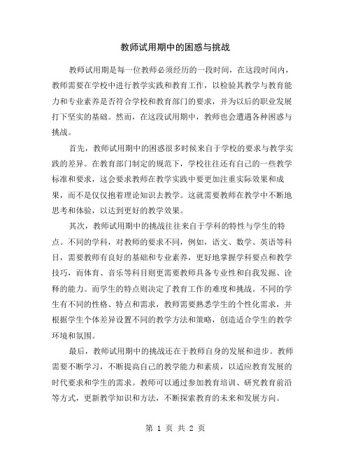 教师试用期中的困惑与挑战