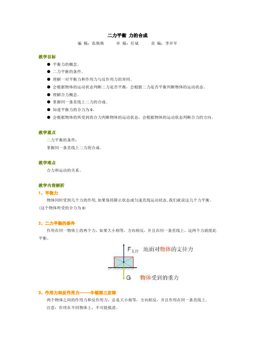 二力平衡 力的合成