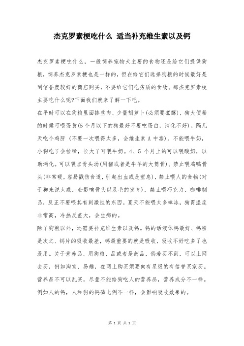 杰克罗素梗吃什么 适当补充维生素以及钙