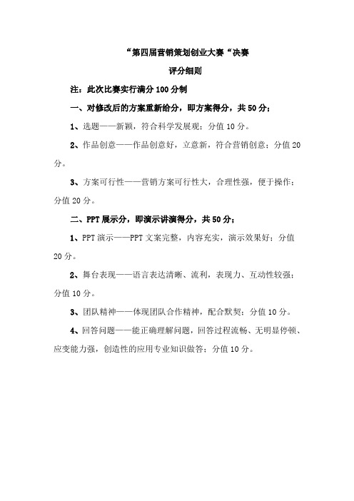 第四届营销精英挑战赛的评分细则与评分表
