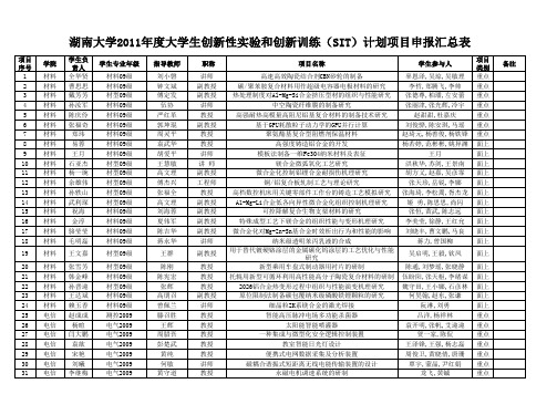 湖大2011SIT立项