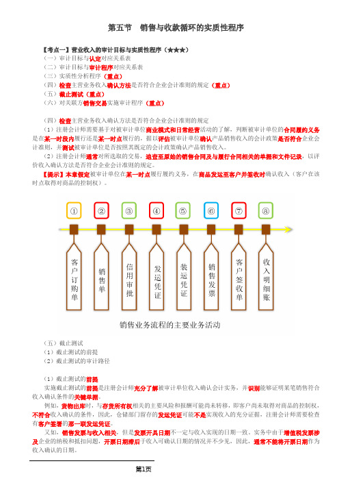 审计考试 第55讲_销售与收款循环的实质性程序(2)