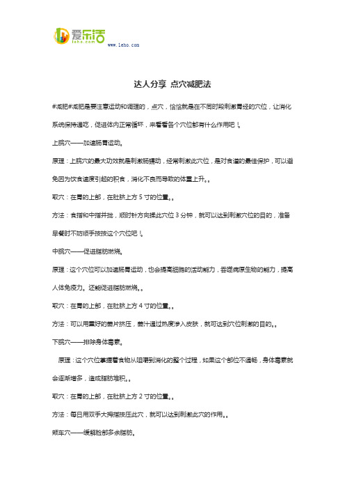 达人分享 点穴减肥法