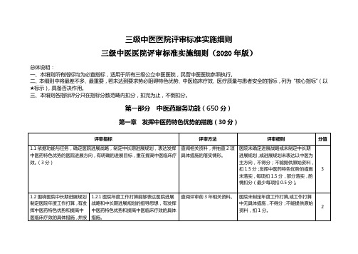 三级中医医院评审标准实施细则