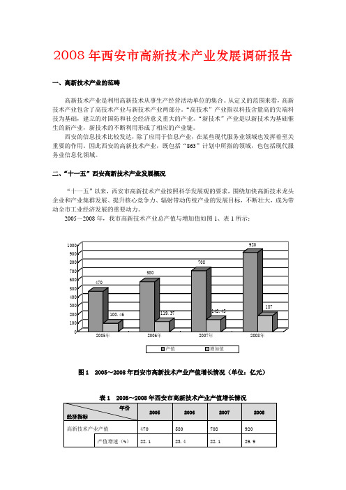2008年西安市高新技术产业发展调研报告