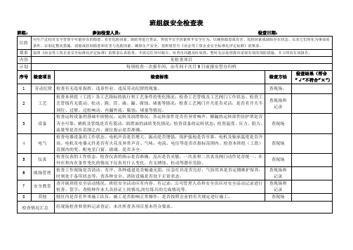 班组级安全检查表-每周一次