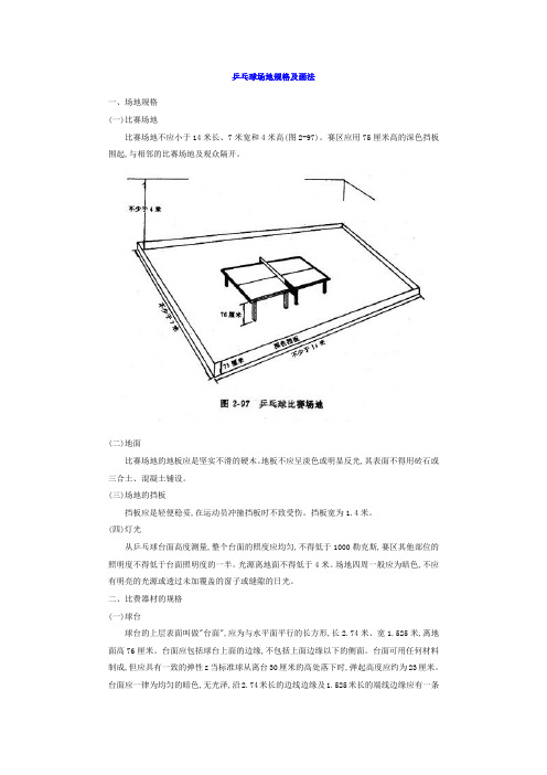 乒乓球场地规格及画法