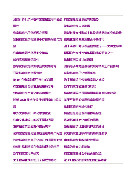 档案管理论文选题2