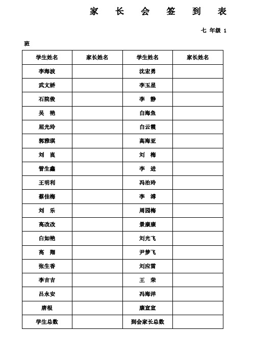 家长会签到表